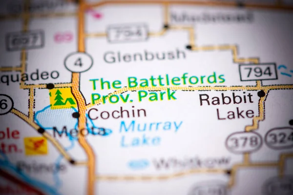 The Battlefords Provincial Park. Canada on a map.