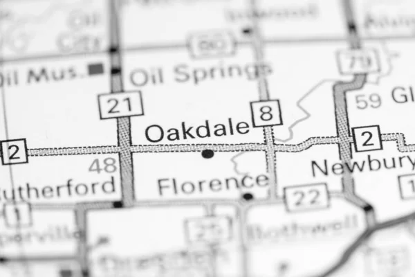 Oakdale Canadá Sobre Mapa — Fotografia de Stock