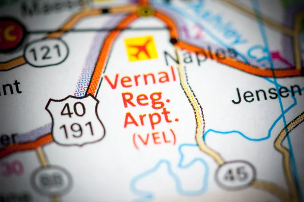 凡尔纳地区机场旅游 犹他地图上的美国 — 图库照片