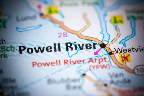 Powell River. Canada on a map.