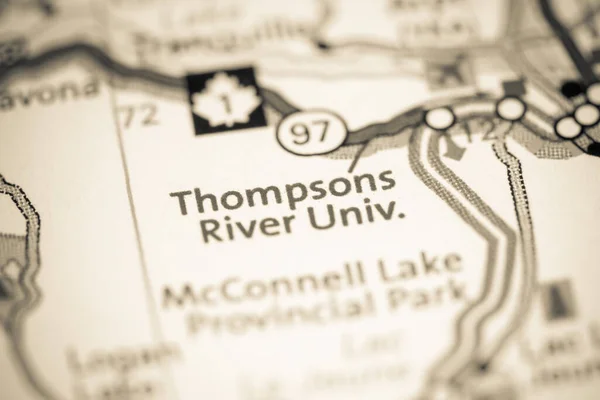 Thompsons River University. Canada on a map.