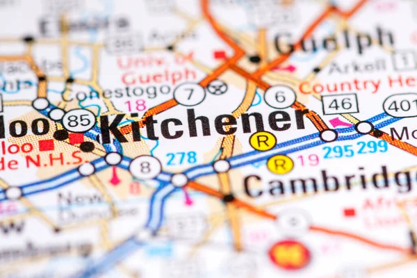 Kitchener. Canada on a map.