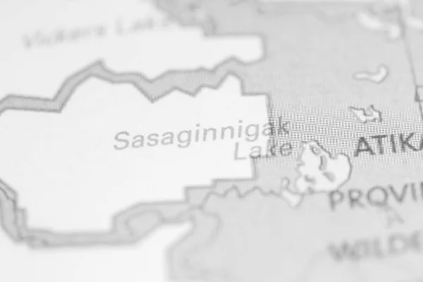 Sasaginnigak Lake Canada Map — Stock Photo, Image
