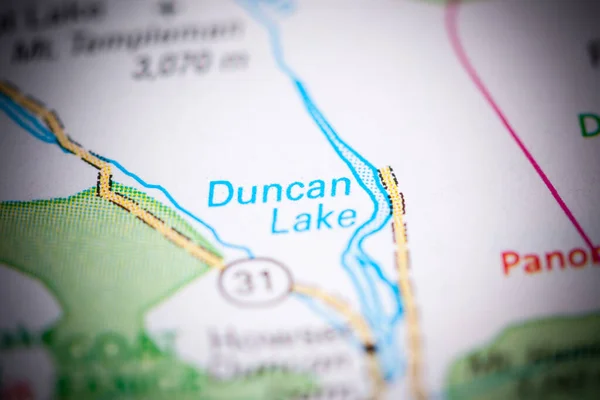 Duncan Lake. Canada on a map.