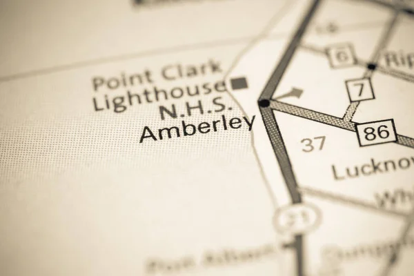 Amberley Canadá Sobre Mapa — Fotografia de Stock