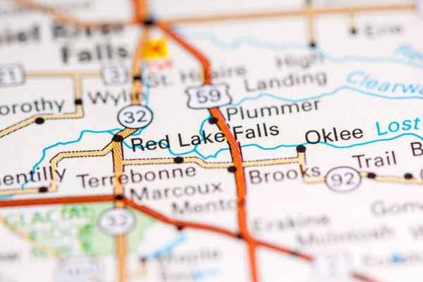 Red Lake Falls Canadá Sobre Mapa — Fotografia de Stock