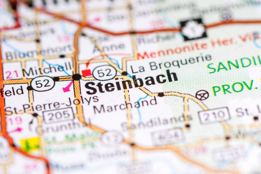 Steinbach. Canada on a map.