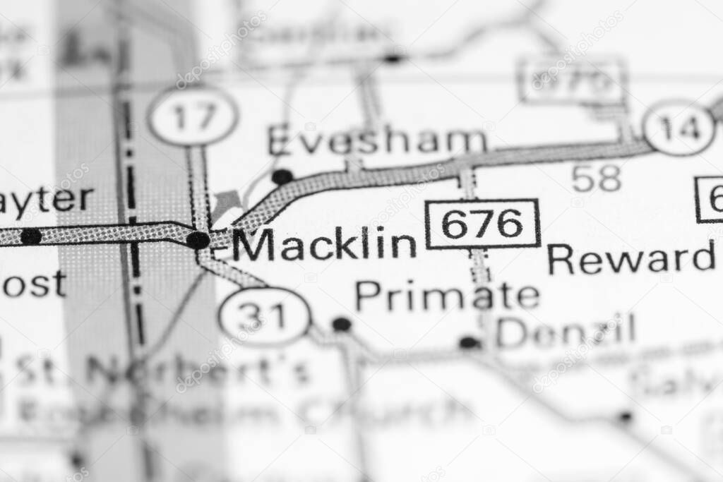 Mackling. Canada on a map.