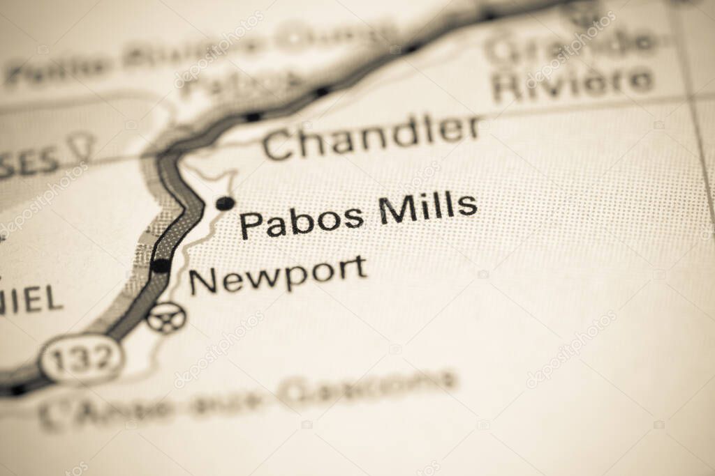Pabos Mills. Canada on a map.