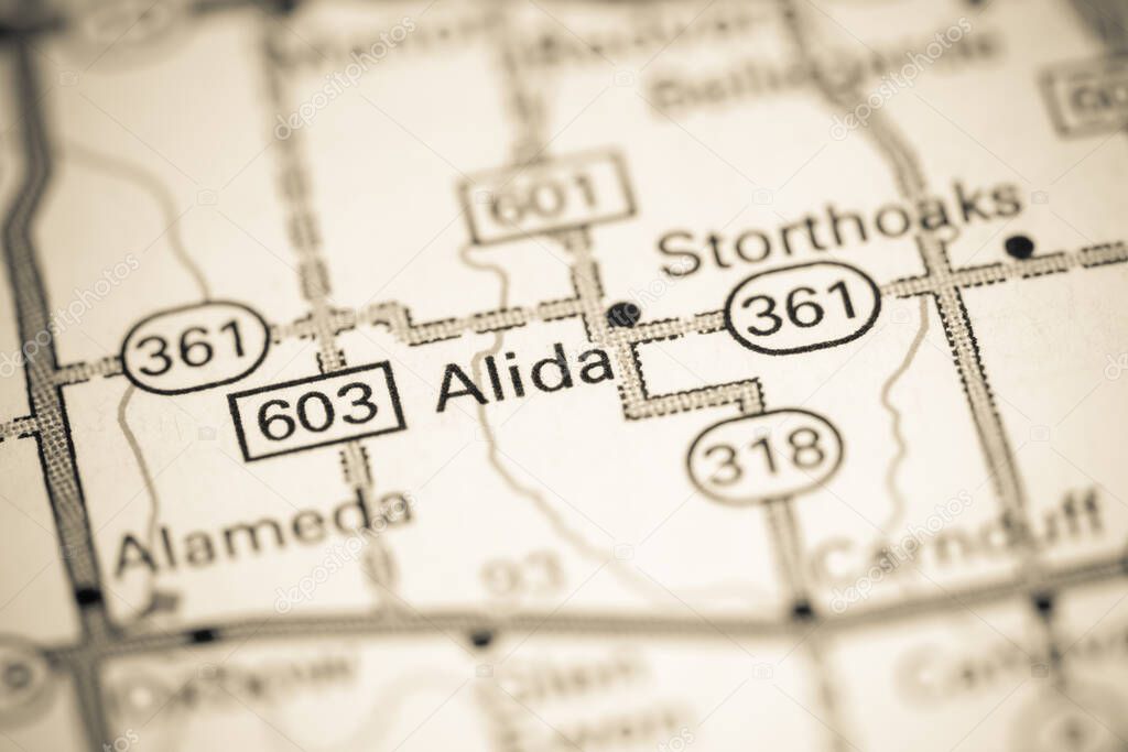 Alida. Canada on a map.