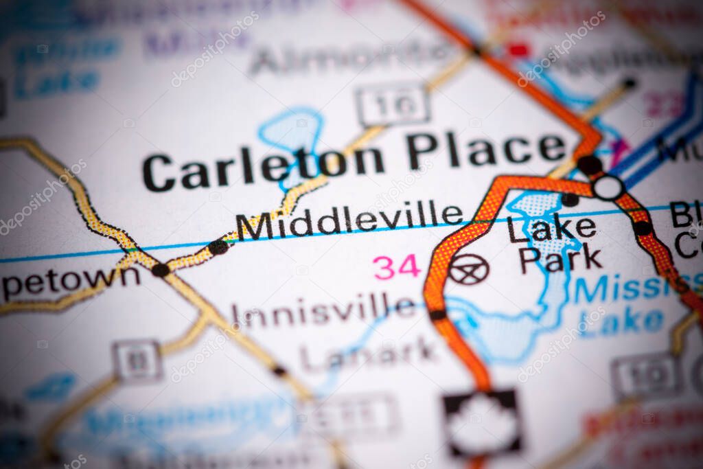 Middleville. Canada on a map.