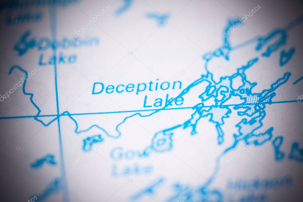 Deception Lake. Canada on a map.