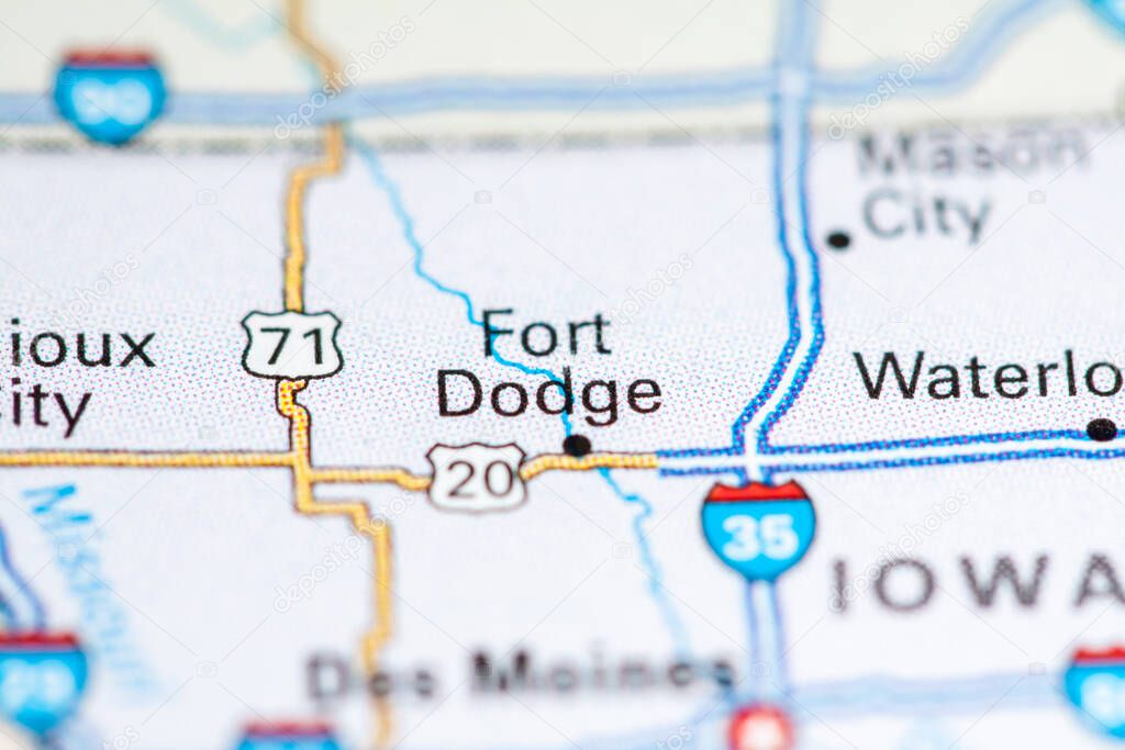 Fort Dodge. USA on a map.