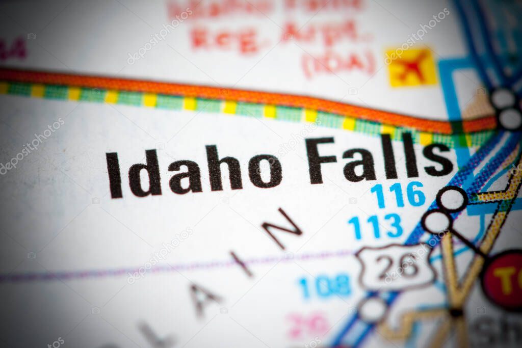 Idaho Falls. Idaho. USA on a map.