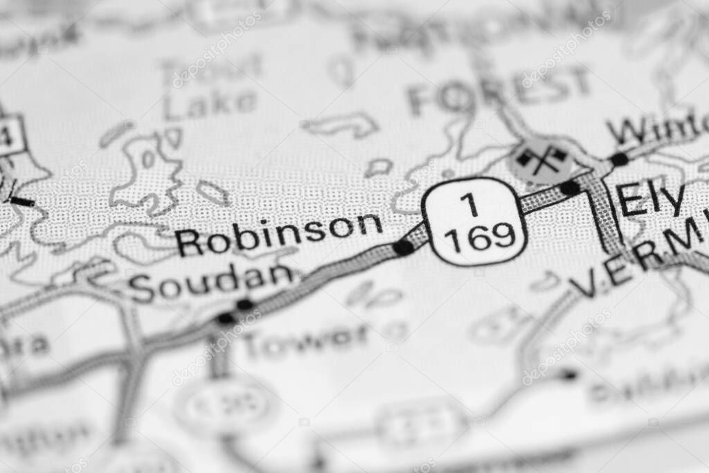 Robinson. Canada on a map.