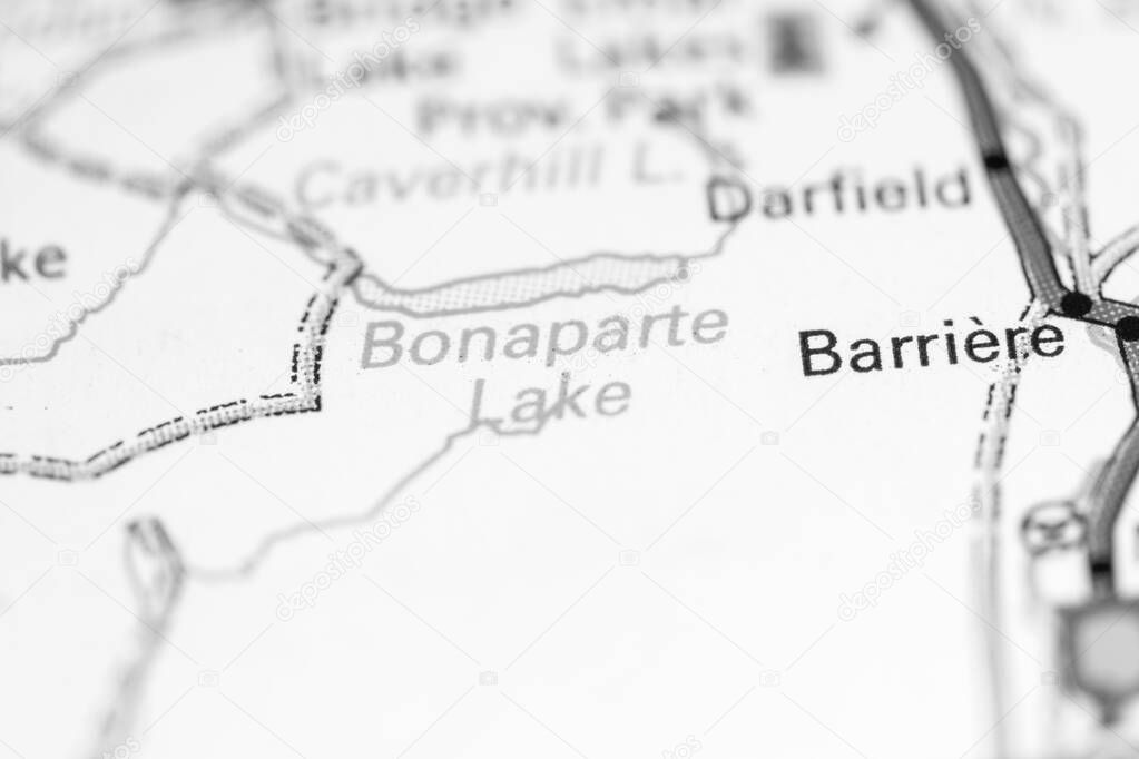 Bonaparte Lake. Canada on a map.