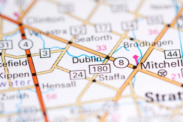 Dublin. Canada on a map.