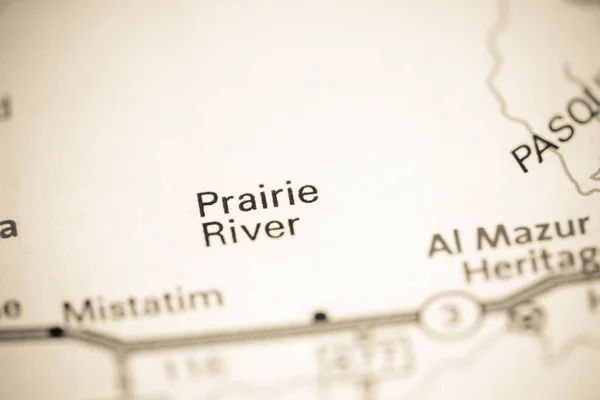 Prairie River Canadá Sobre Mapa — Fotografia de Stock