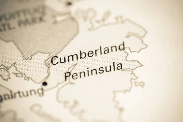 Cumberland Peninsula. Canada on a map.