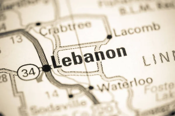黎巴嫩 俄勒冈州地图上的美国 — 图库照片