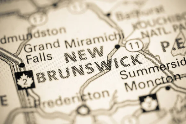 New Brunswick. Canada on a map.