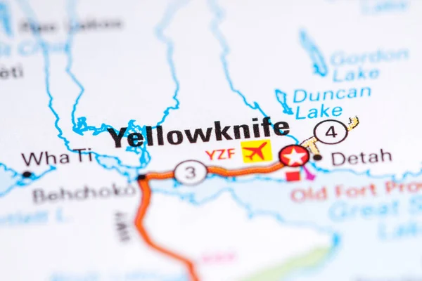 Yellowknife. Canada on a map.