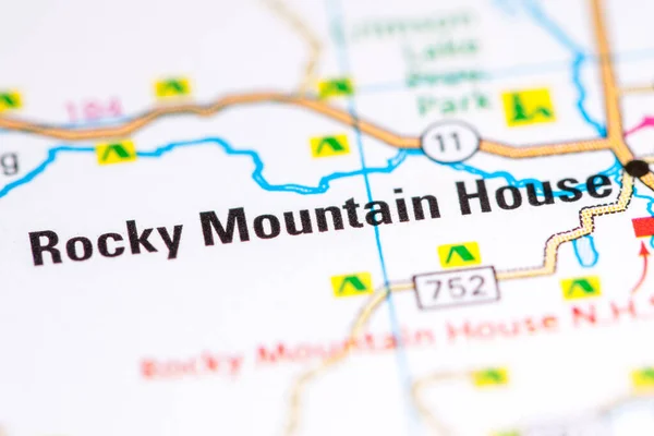 Rocky Mountain House Canadá Sobre Mapa — Fotografia de Stock