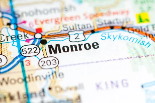 Met Monroe Washington State Een Kaart — Stockfoto