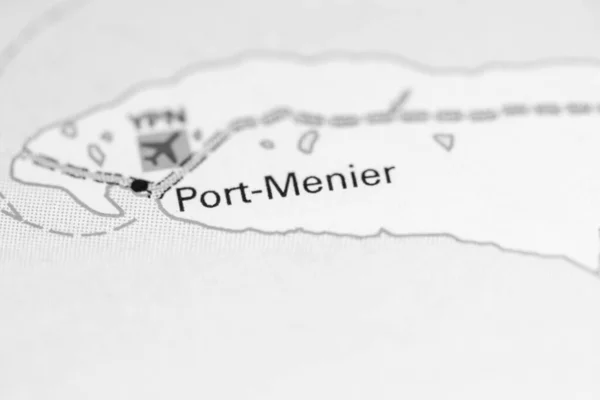 Port Menier Kanada Mapě — Stock fotografie