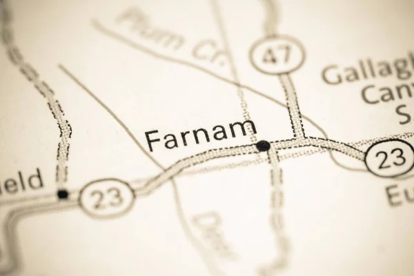 ファルナム ネブラスカ 地図上のアメリカ — ストック写真