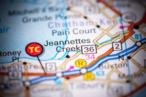 Jeannettes Creek. Canada on a map.