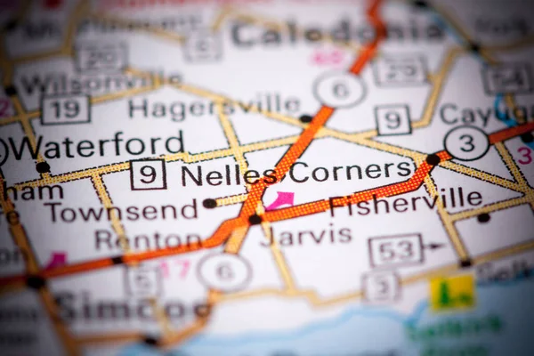 Nelles Corners 地图上的加拿大 — 图库照片