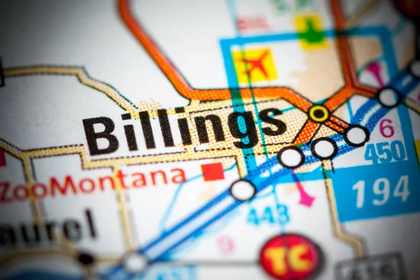 Billings. Montana on a map.