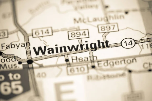 Wainwright Canadá Sobre Mapa — Fotografia de Stock