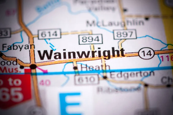 Wainwright Canadá Sobre Mapa — Fotografia de Stock