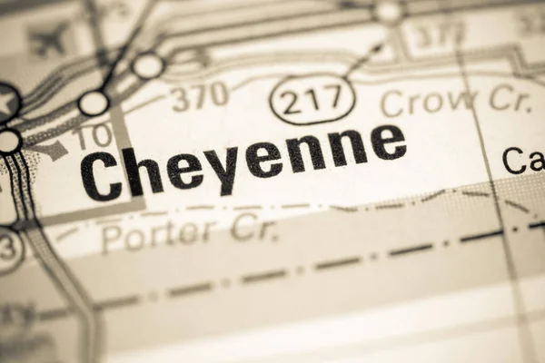 Cheyenne Wyoming Eua Sobre Mapa — Fotografia de Stock