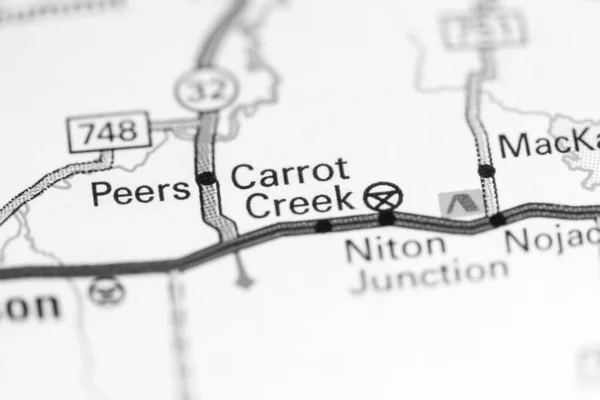 胡萝卜溪 地图上的加拿大 — 图库照片