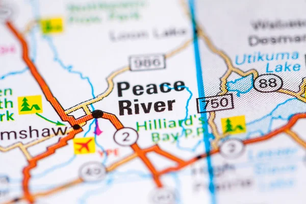 Peace River. Canada on a map.