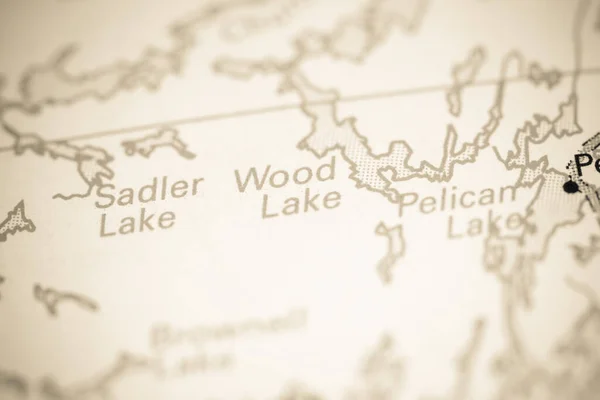 Wood Lake Canada Sur Une Carte — Photo