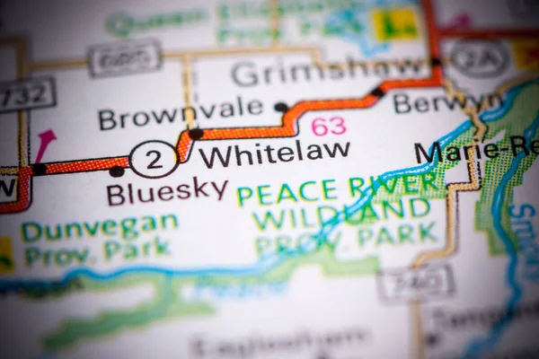 Whitelaw. Canada on a map.