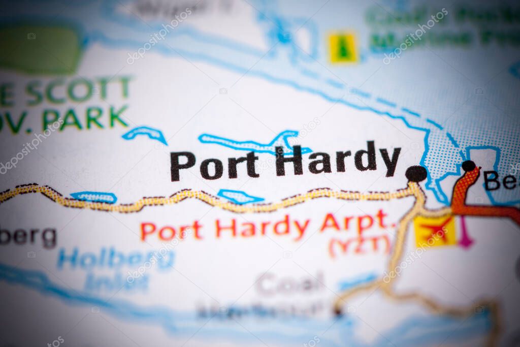 Port Hardy. Canada on a map.