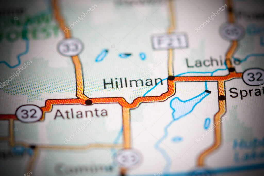 Hillman. Canada on a map.