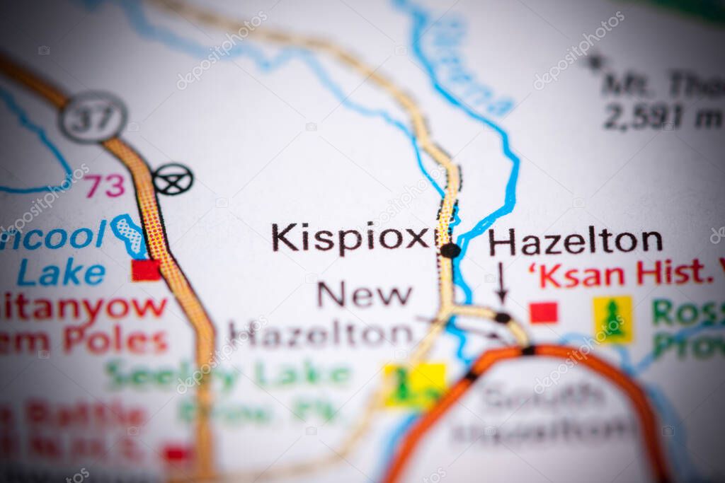 Kispiox. Canada on a map.