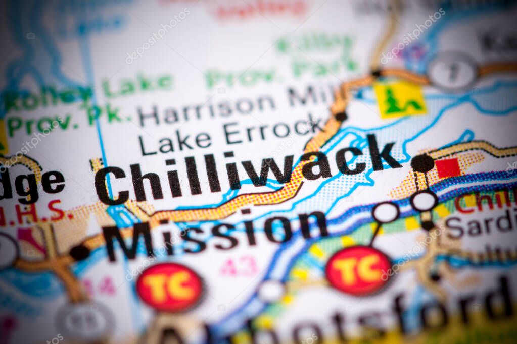 Chilliwack. Canada on a map.