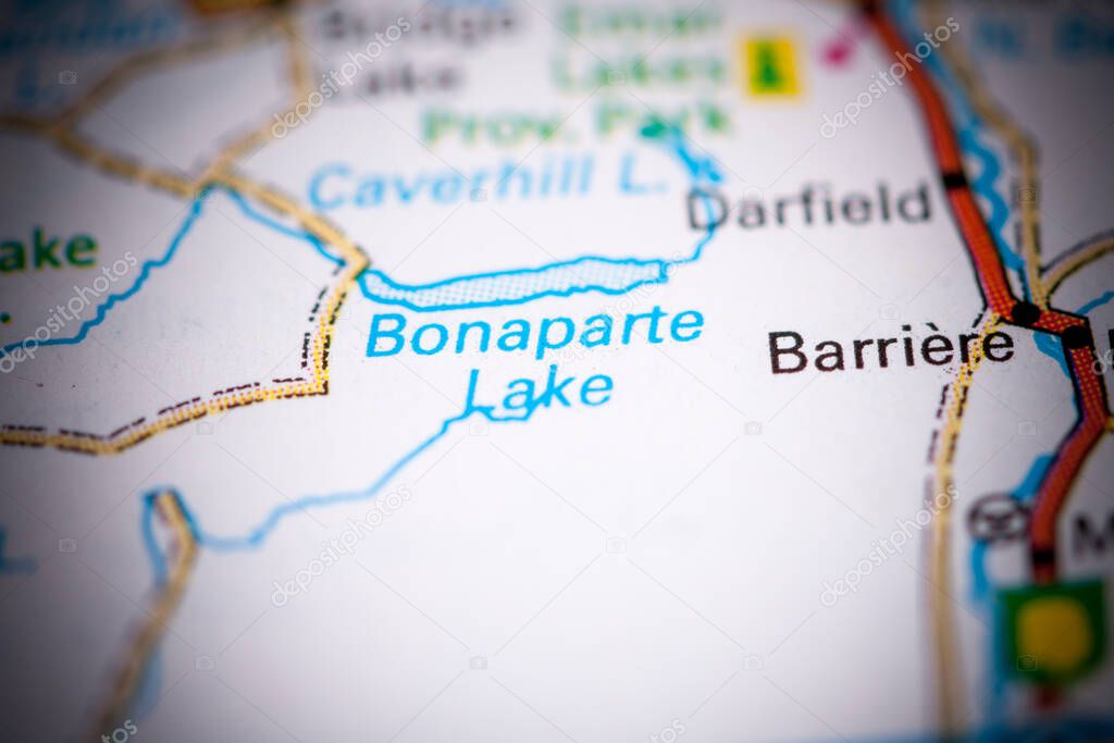 Bonaparte Lake. Canada on a map.