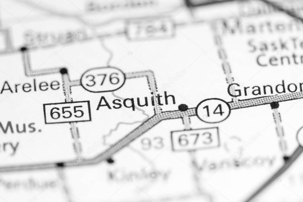 Asquith. Canada on a map.