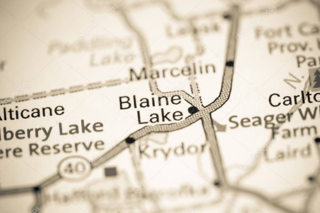 Blaine Lake. Canada on a map.