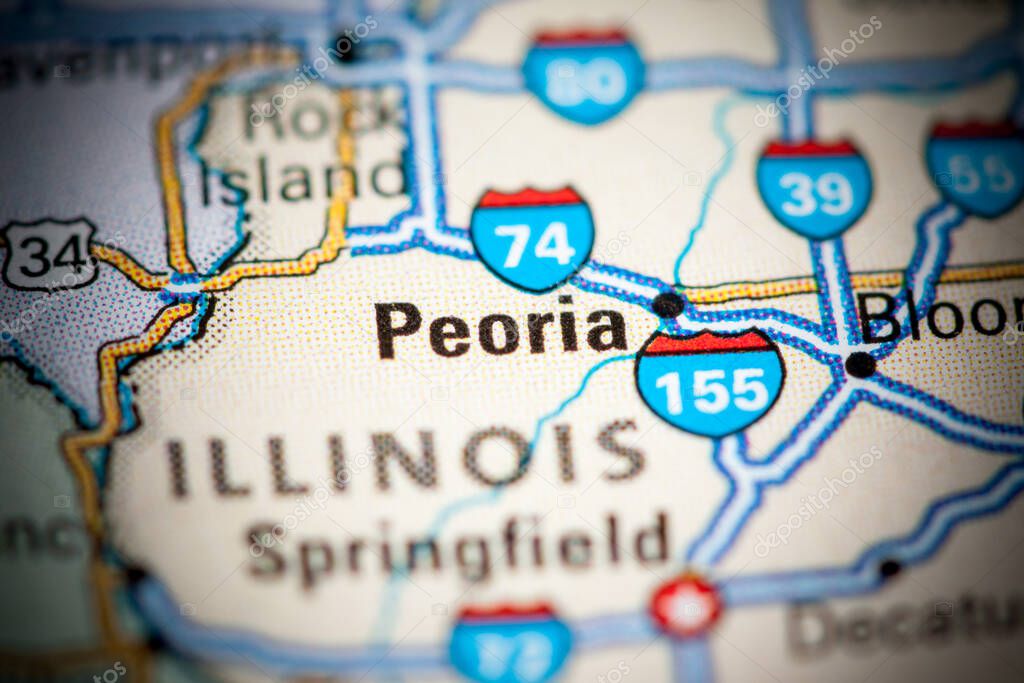 Peoria. USA on a map.