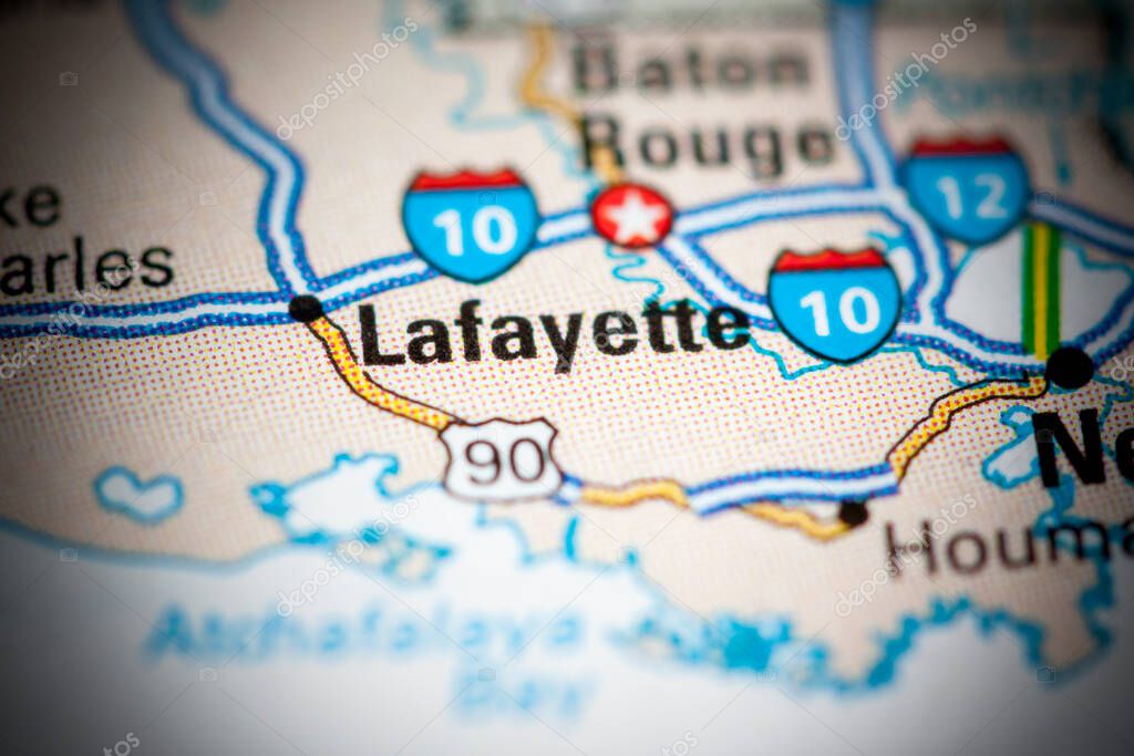 Lafayette. USA on a map.