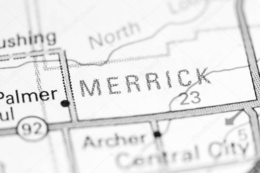 Merrick. Nebraska. USA on a map.